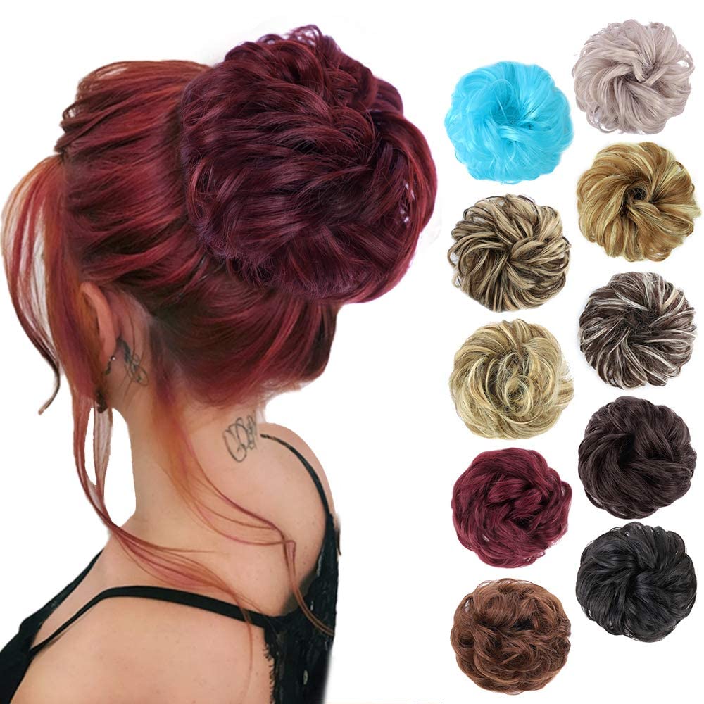 1PCS Messy Hair Bun Hair Scrunchies Extension Curly Wavy Messy Synthetic Chignon for Women Updo Hairpiece