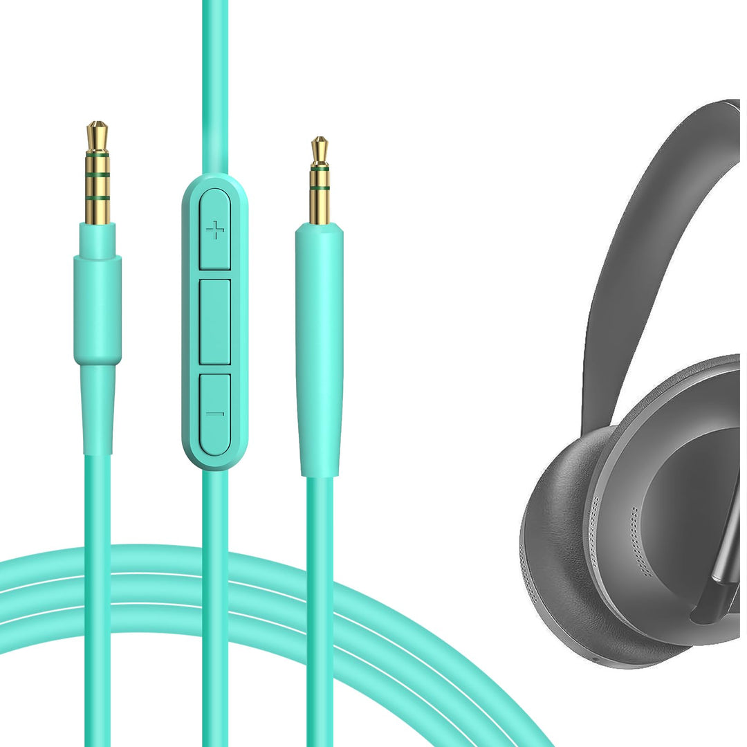 Geekria Audio Cable with Mic Compatible with Bose QuietComfort Ultra, QCSE, QC45, QC35 Gaming II, 700ANC Headphones Cable, 2.5mm to 3.5mm Replacement Stereo Cord with Inline Microphone (4ft/1.2m)