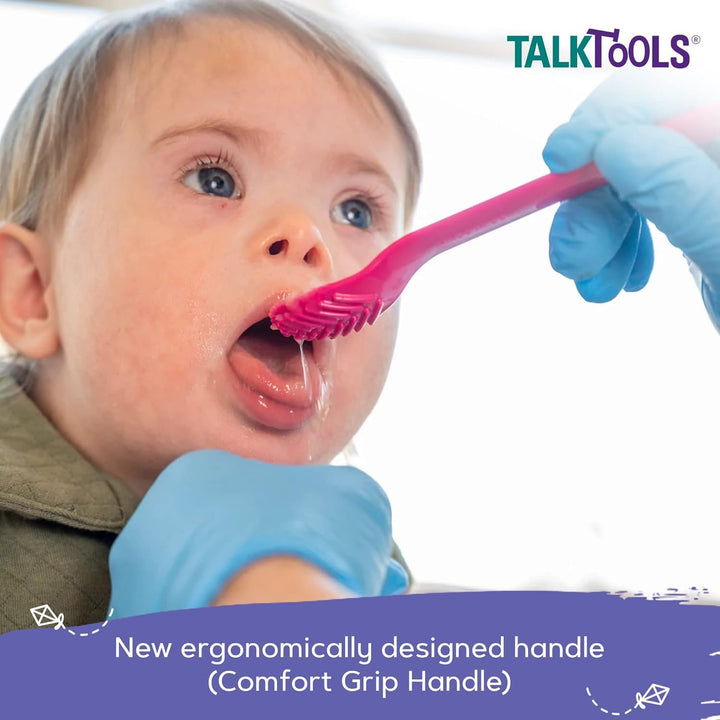 Textured Magenta Spoons | Provides oral awareness during feeding | Encourages lip closure | Normalize acceptance of foods with a variety of textures - 6 Pack