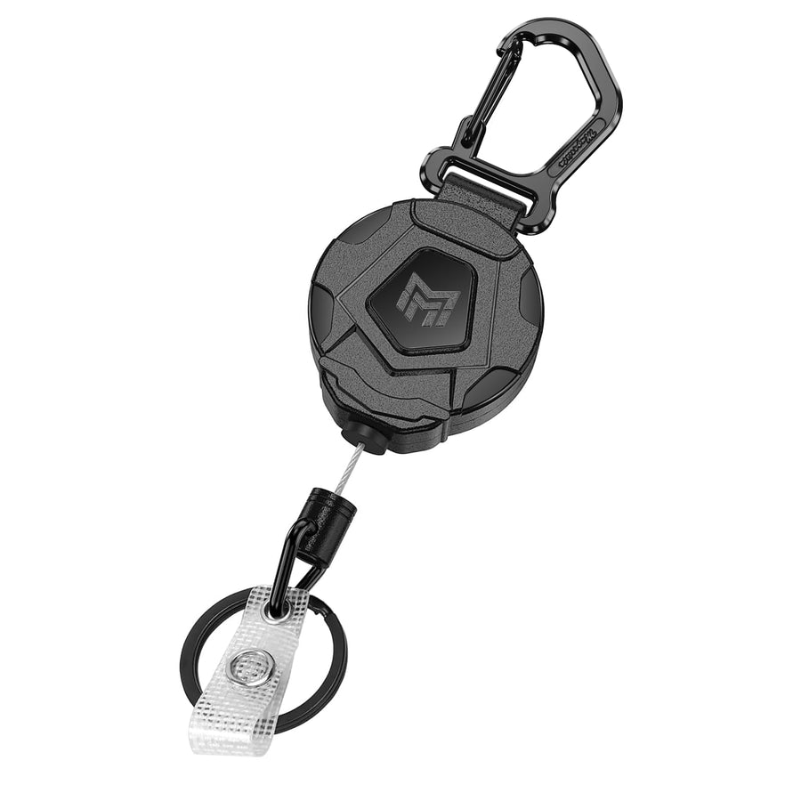 Retractable Keychain, Heavy Duty Carabiner Badge Holder, Tactical ID Badge Reel with 31.5” Steel Retractable Cord, 8.0 oz