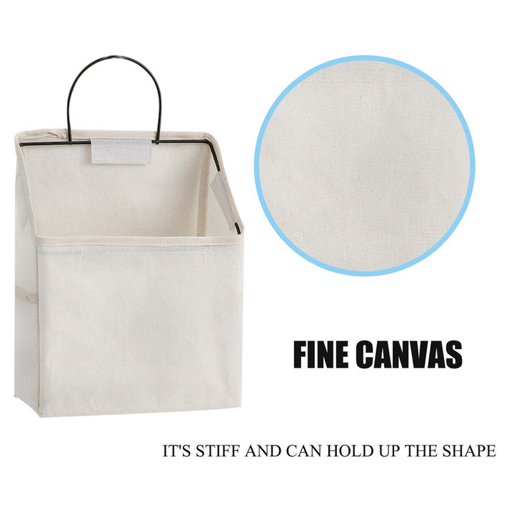 2 Pcs Wall-Hanging Storage Bags, Desktop Organizer Basket Cotton Linen Hanging Storage Basket for Kitchen,Bderoom,Living Room