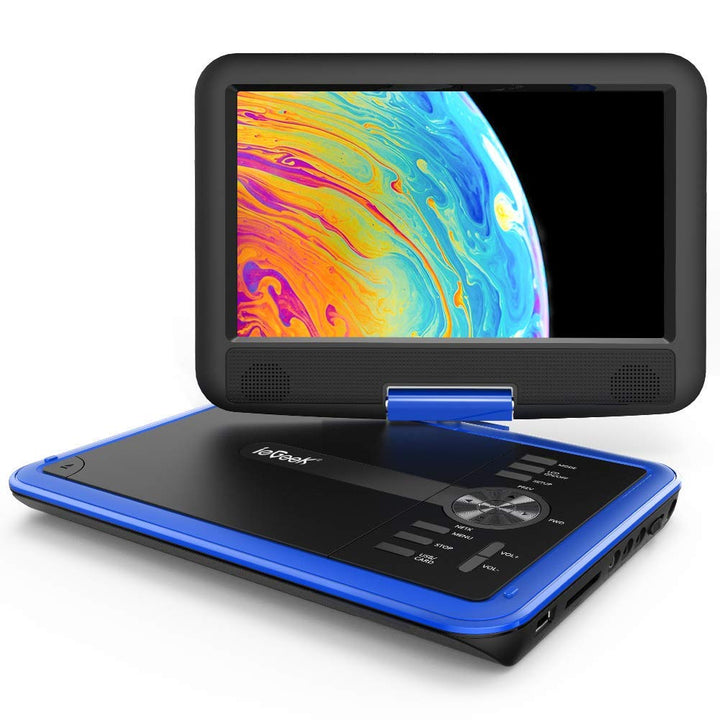 11.5 Portable DVD Player with SD Card/USB Port, 5 Hour Rechargeable Battery, 9.5 Eye-Protective Screen, Support AV-in/Out, Region Free, Blue
