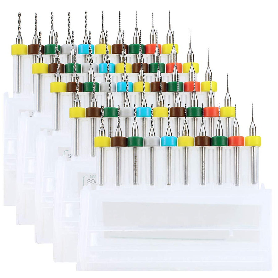 WayinTop 50pcs PCB Drill Bits Set Spiral Flute Carbide 