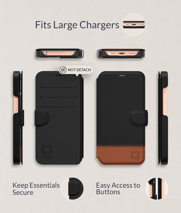 iPhone 13 Pro Max Wallet Case - Case with Card Holder - [Slim + Durable] for Women and Men - iPhone 13 Pro Max Flip Cell Phone case - Faux Leather - Folio Cover - Sandy Night