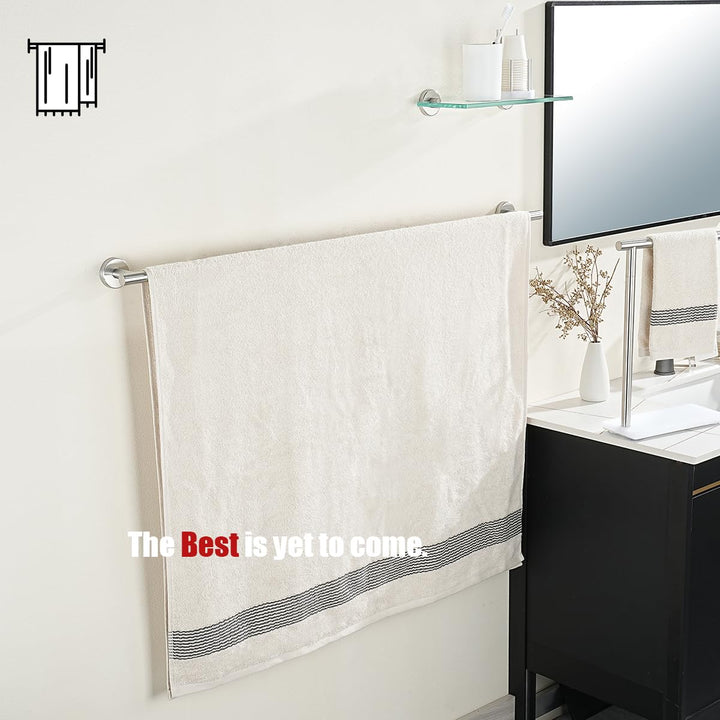 Bath Towel Bar, 36 Inch 304 Stainless Steel Thicken 1mm Single Towel Rack for Bathroom, Towel Holder (Brushed Finished) Wall Mount, 39 in Total Length, TB110L36-BN
