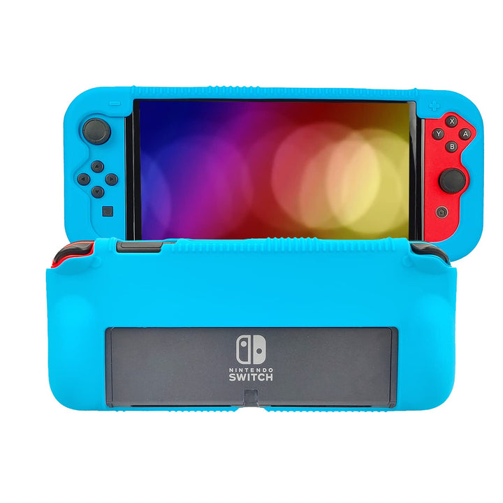 Silicone Protective Case for Nintendo Switch(OLED Model) 7-Inch 2021 Release, Grip Cover with Shock Absorption and Anti-Scratch Design, Compatible with Nintendo Switch OLED Console (Blue)