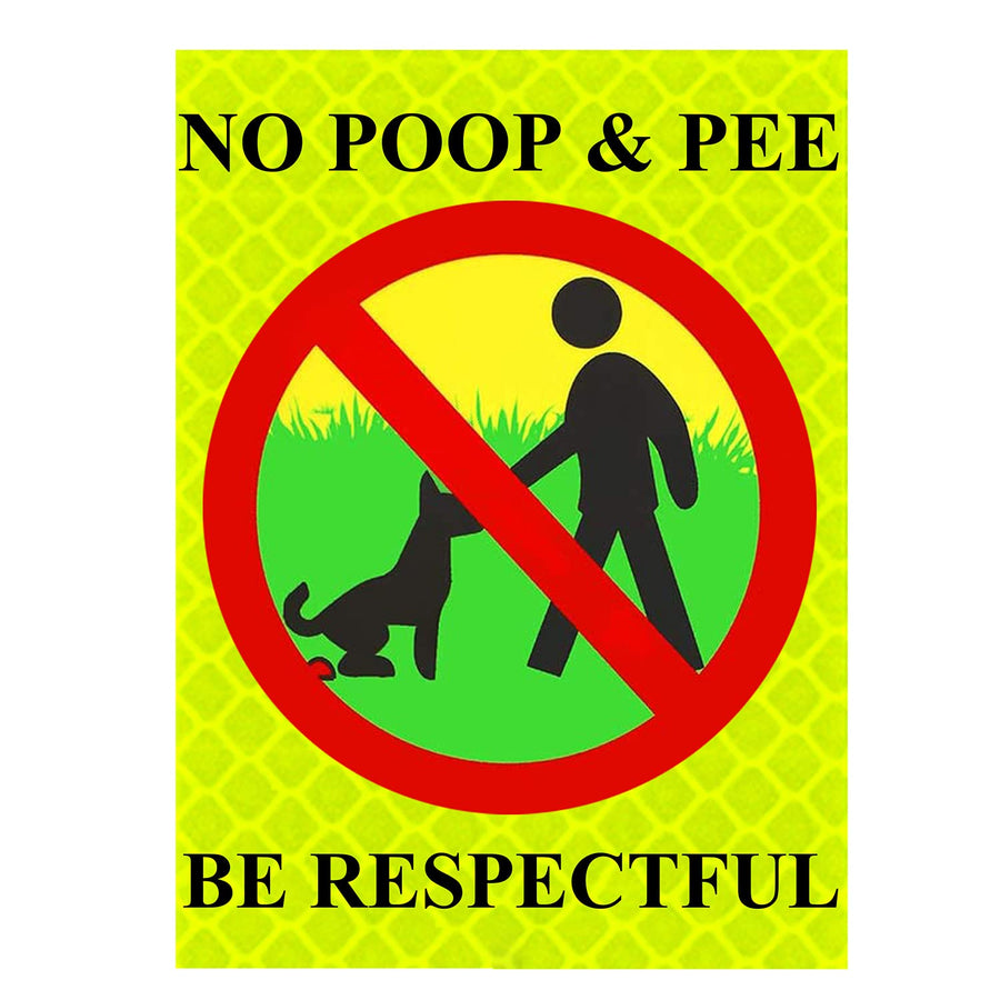 2 Pieces No Poop Reflective Stickers, Self-Adhesive Dog Signs No Poop & Pee Be Respectful Yard Sign, Easy to Use Weather Resistant Long Lasting, No Pooping Dog Lawn Signs Glow in the Dark, 8 x 12 Inch