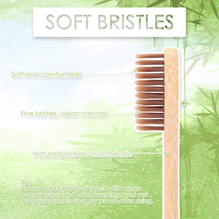 12 Pcs Bamboo Toothbrushes Biodegradable Soft Charcoal 