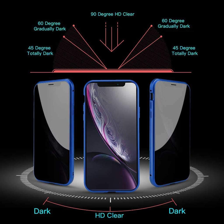 ACCREW Privacy Magnetic Case Compatible with iPhone 12 Pro Max, Anti Peep Magnetic Adsorption Privacy Screen Protector Double Sided Tempered Glass Metal Bumper Frame Anti Peeping Anti-Spy Phone Case