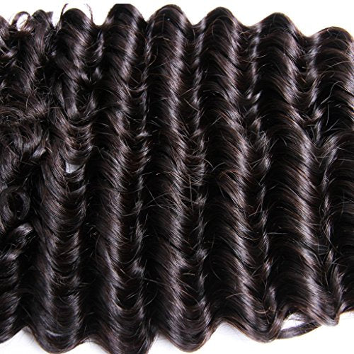 16, GR-Peruvian hair-Deep wave : Beauty Grade 6A 100% Unprocessed Peruvian Virgin Human Hair Deep Wave Remy Hair Weave Deep Curly 1 Bundle Natural Black 16