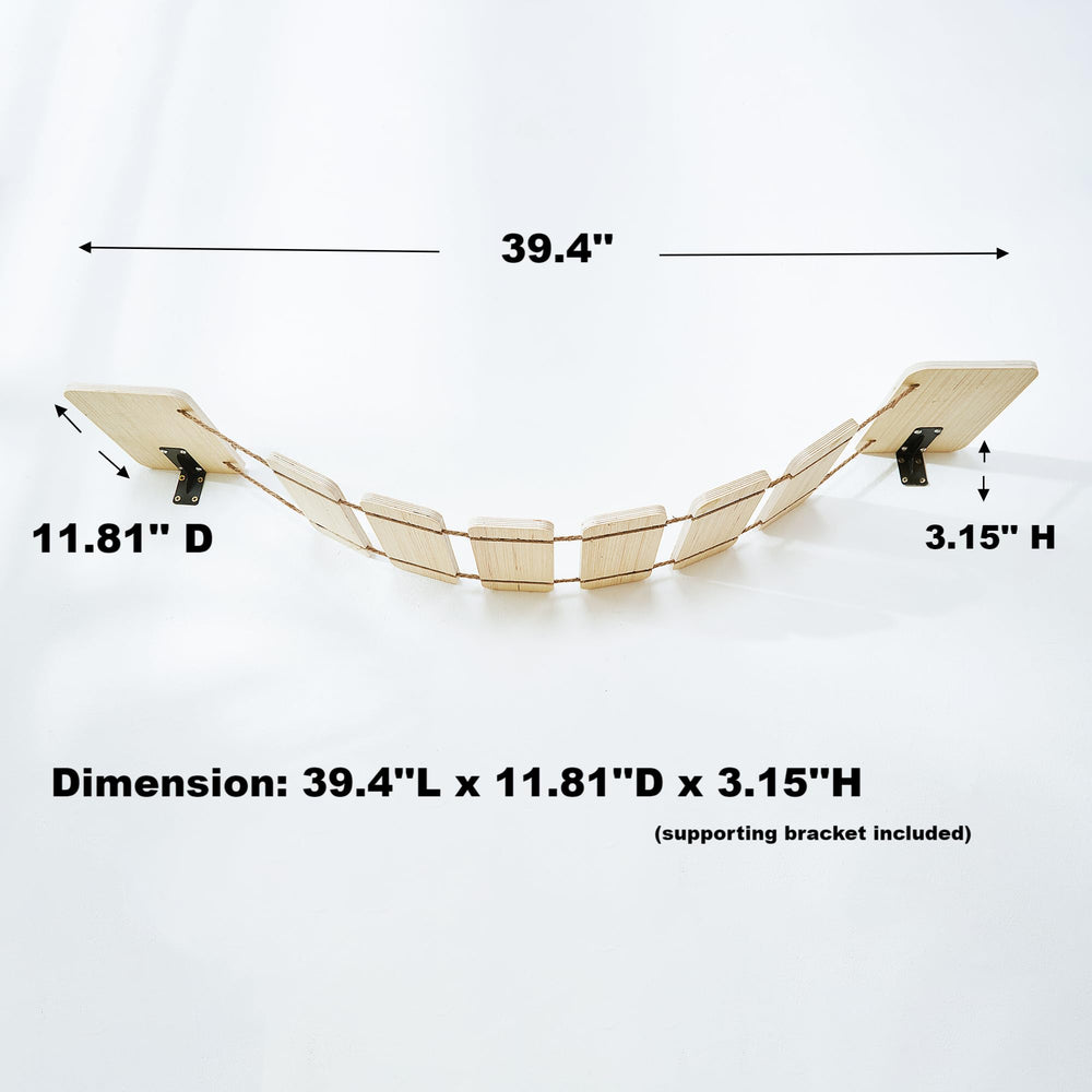 Yiotl Wall-Mounted Cat Bridge Wood Cat Shelf Bed Hammock Climbing Step Cat Ladder Modern Cat Wall Shelf Furniture Sets1