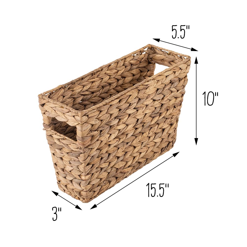 15x5 Woven Storage Basket with Handle - Decorative and Functional for Desk, Closet, and More - STO-02883