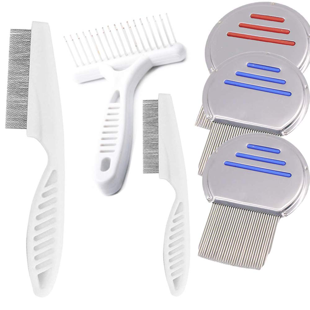 Qtopun Nits Free Lice Comb, Set of 6 Stainless Steel Lo