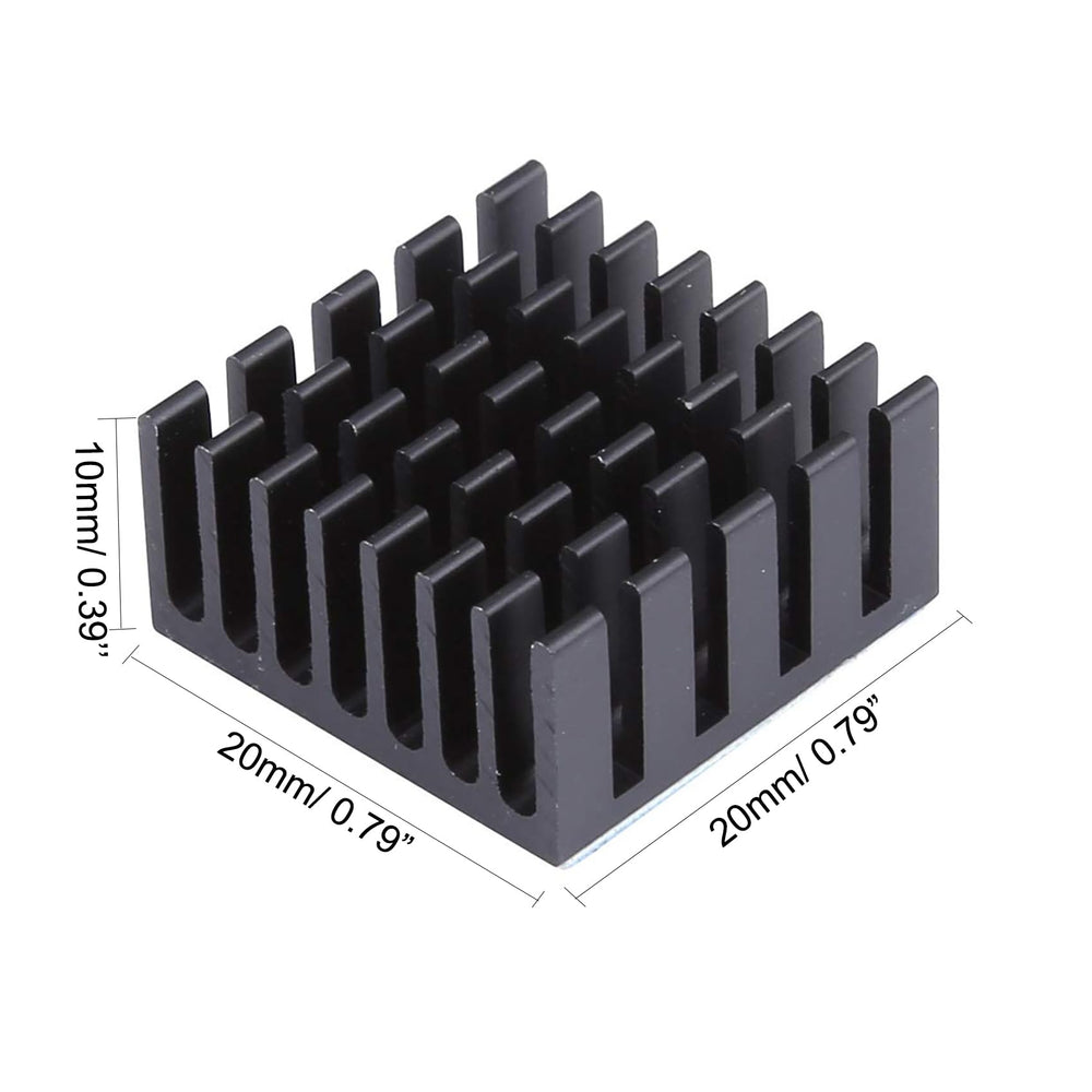 10PCS 20mm Heatsink Kit 20x20x10mm/ 0.79x0.79x0.39inch with Thermal Conductive Adhesive Tape, Cooler Heat Sink for Cooling GPU IC Chips VRAM VGA RAM (20mmx20mmx10mm)