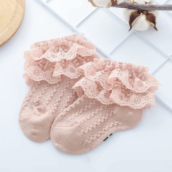 Baby Girls&#39; Eyelet Flower Socks Ankle Sock for Newborn Infant Toddlers Kids (0-12 Months)
