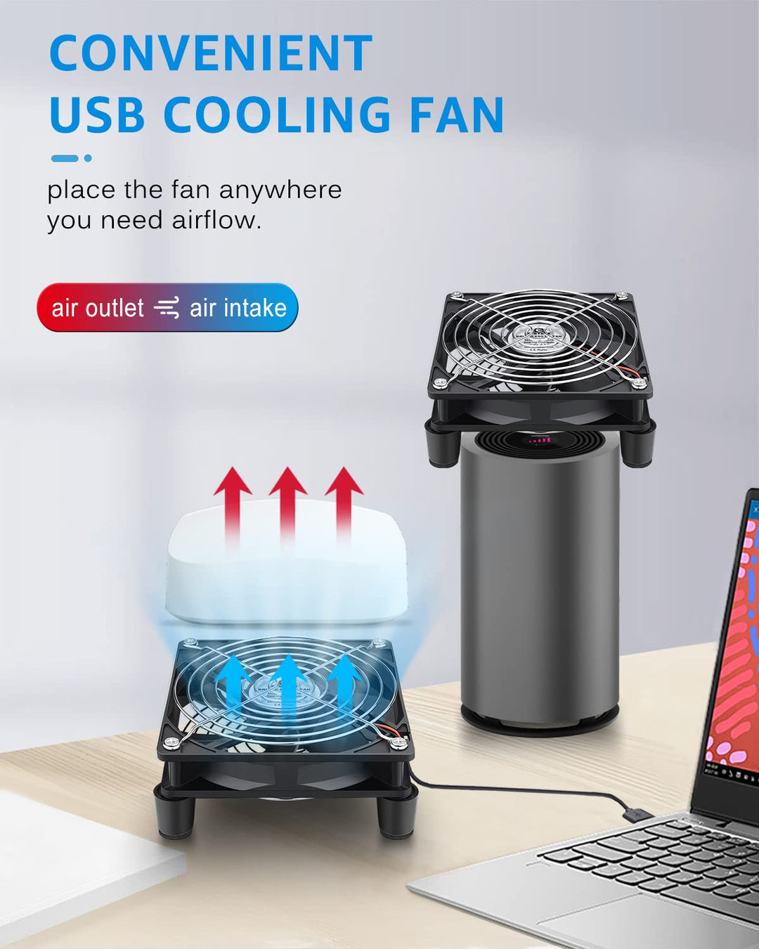 Gdstime 120mm 12cm 5 inches 5V USB Power Cooling Fan for TV Box Router Cooler