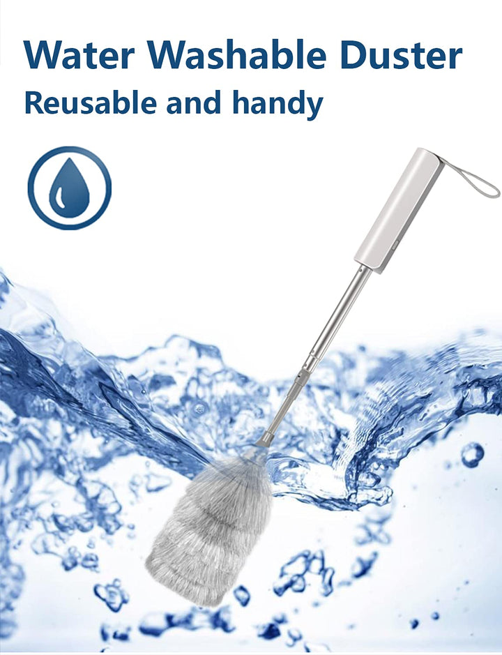 COP ROSE H200 Electric Feather Spin Duster USB Rechargable Electric Spinning Dirt Dust Brush with Extendable Pole, Washable, Clean dust for Furniture, Corner, Wall