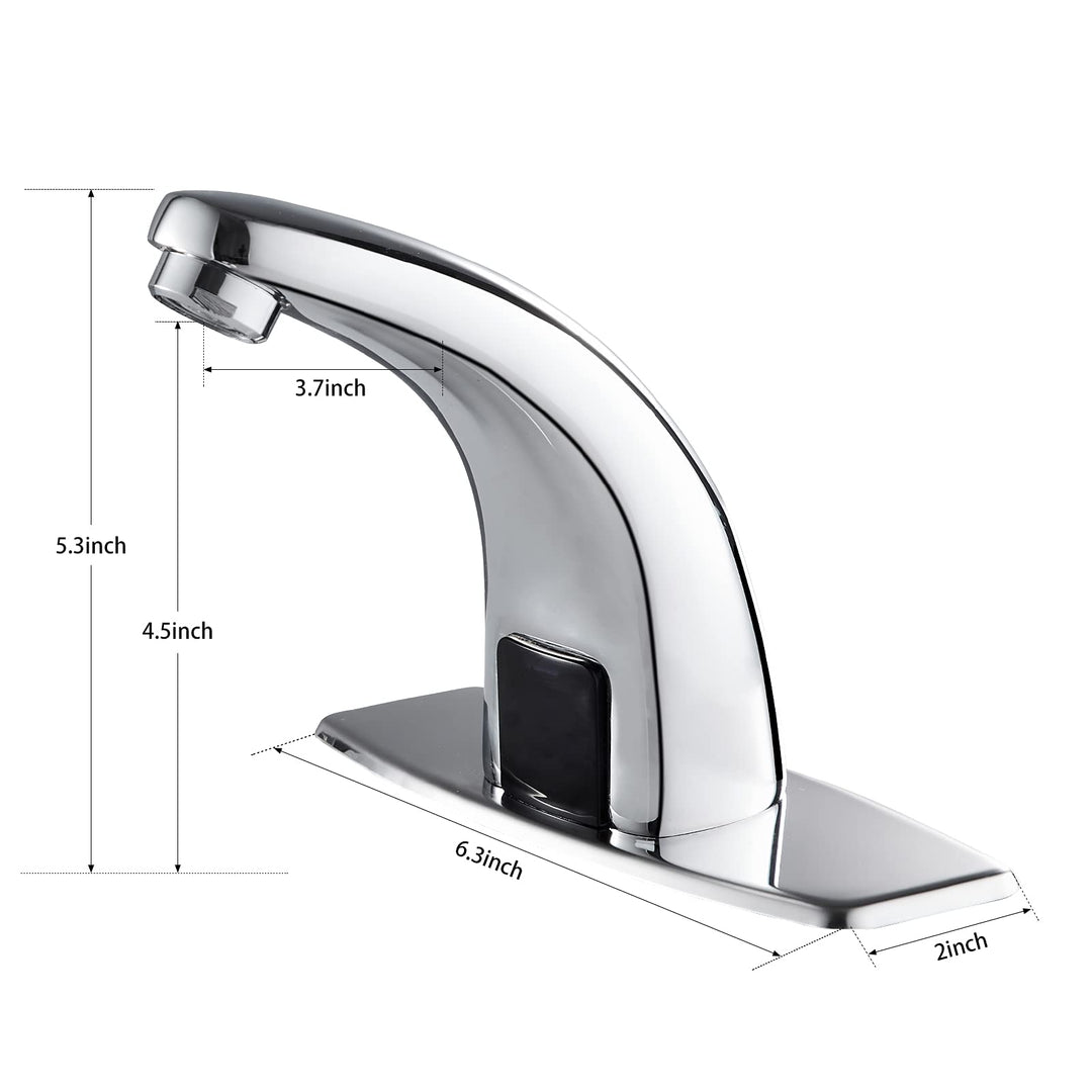 Touchless Bathroom Sink Faucet, Hands Free Automatic Motion Sensor Touchless Faucet with Hole Cover Plate for Commercial or Household, Chrome