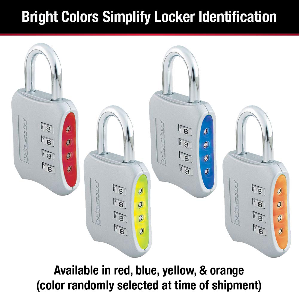 Resettable Combination Locker Lock, Lock for Gym and School Lockers, Colors May Vary, 653D