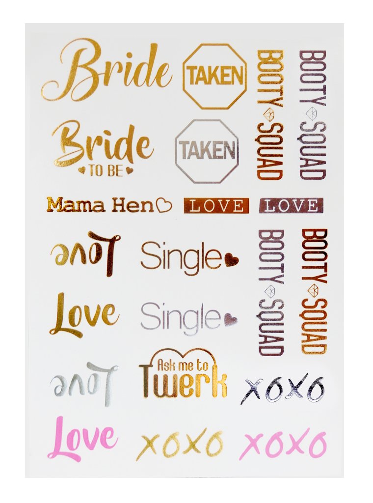 Bachelorette Party Tattoos - Bachelorette Party Favors, Decorations & Supplies - Girl's Night Out Temporary Flash Tattoos