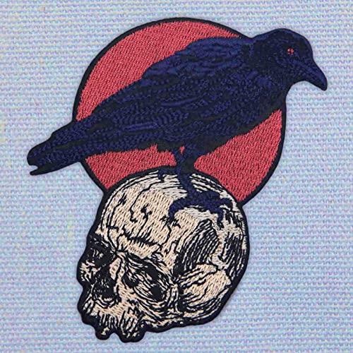 The Raven On The Skull Patch Embroidered Applique Badge
