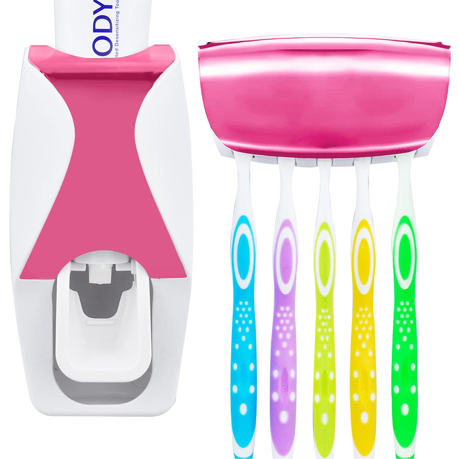Dust-proof Toothpaste Dispenser Toothpaste Squeezer Kit (Pink)
