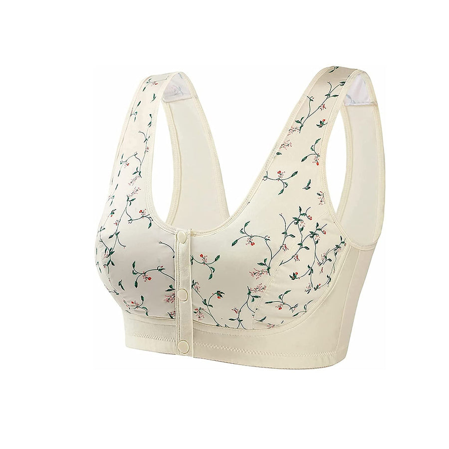 Front Button Bra, Convenient Front Button Bra,Front Closure Sports Bras Women Cotton Ultra Soft Cup,Everyday Sleep Bras,Front Closure Cotton Sports Bras for Women Girls (Beige,44)