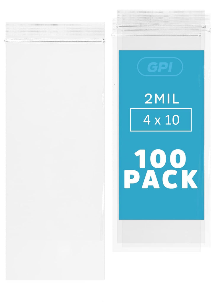 GPI - 100 CASE, 4 x 10 Long, Clear Plastic RECLOSABLE Z