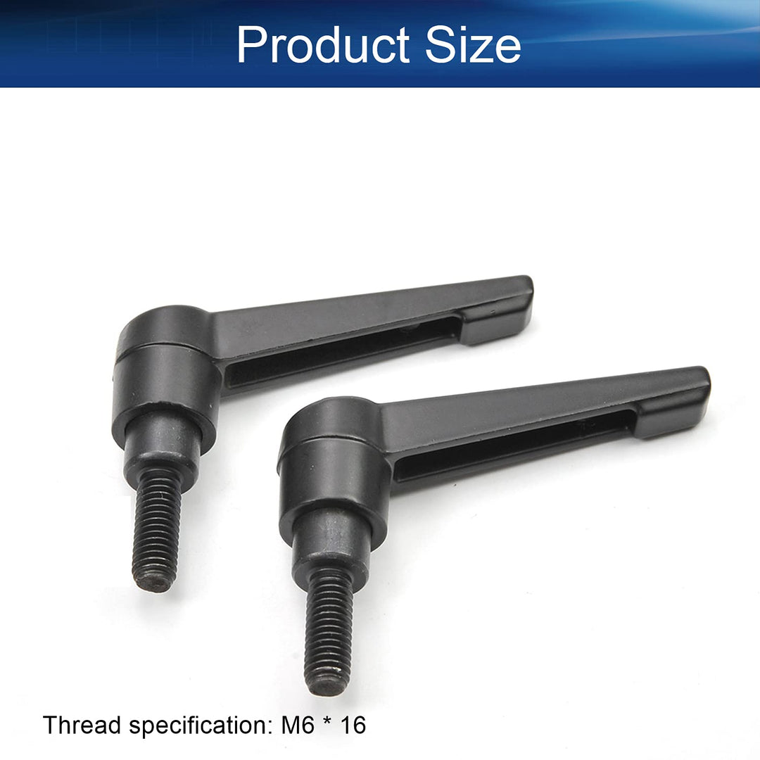 2Pcs M6 Male Thread Adjustable Handle Screw Length 16mm Clamping Lever Black w Stud for Packaging Machinery and Equipment, Sharpeners, Machine Tools, Printing Equipment