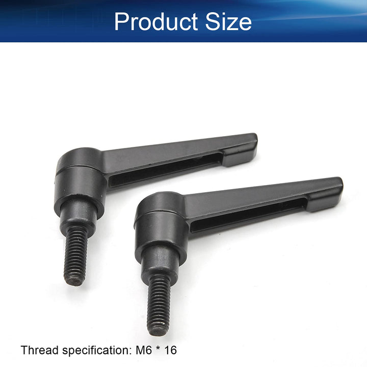 2Pcs M6 Male Thread Adjustable Handle Screw Length 16mm Clamping Lever Black w Stud for Packaging Machinery and Equipment, Sharpeners, Machine Tools, Printing Equipment