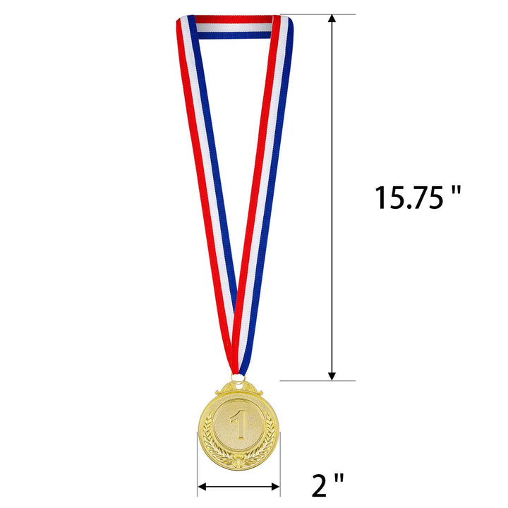 12 Pieces Award Medals 1st 2nd 3rd (Gold, Silver, Bronze) Metal Style Winner with Neck Ribbon, 2 Inches