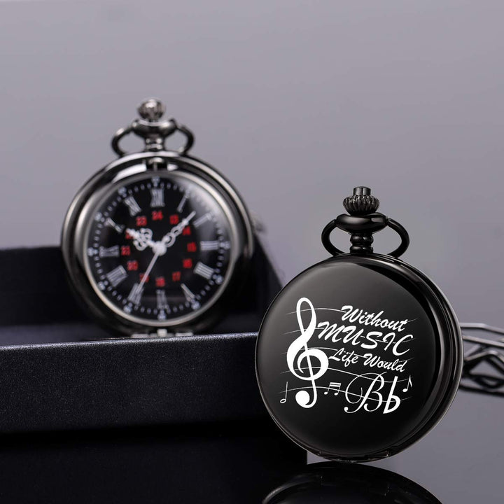 Pocket Watch, Music Pocket Watch and Chain for Men Wome