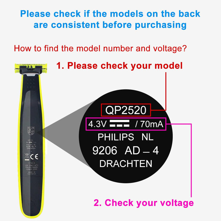 Bensn 4.3 V Shaver Charger Power Cord For Philips Norelco Oneblade Series Razors, Compatible With Qp2520 Electric Trimmer