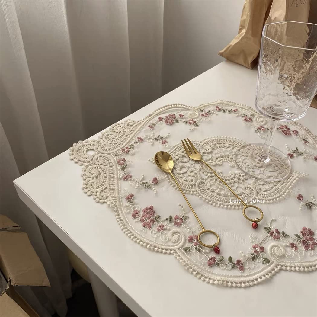 Cotton lace Decorations,Lace doilies,Placemats,Vase mat,Tea Coaster Fabric,Coasters for Drinks,Multifunctional doilies (Off-white, 18 x 13 Inches)