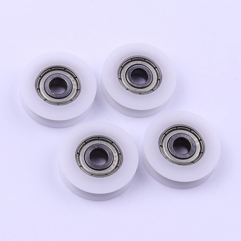 U Groove Pulley Bearings Nylon Round Track Roller Bearing for Furniture Hardware Accessories, 4 Pcs 5x24x7mm