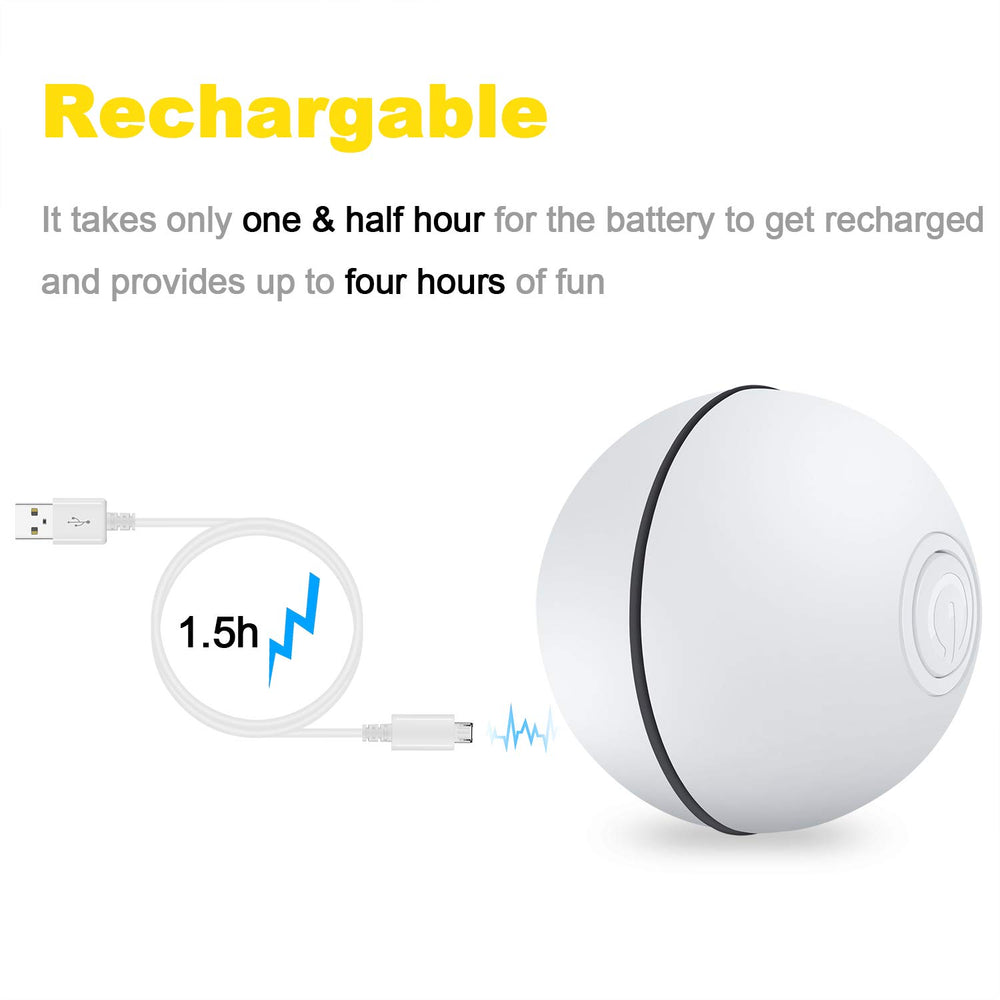 YOFUN Smart Interactive Cat Toy - Upgraded 360 Degree Self Rotating Ball, USB Rechargeable Wicked Ball, Build-in Spinning Led Light, Stiulate Hunting Instinct for Your Kitty (White)
