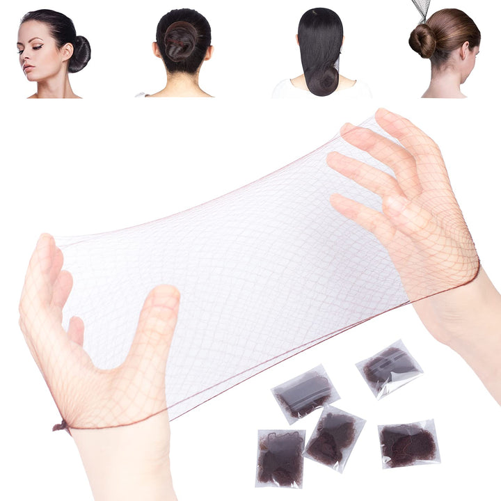 Pack of 20pcs Hair Nets Invisible Elastic Edge Mesh 50cm 20 Dark Brown