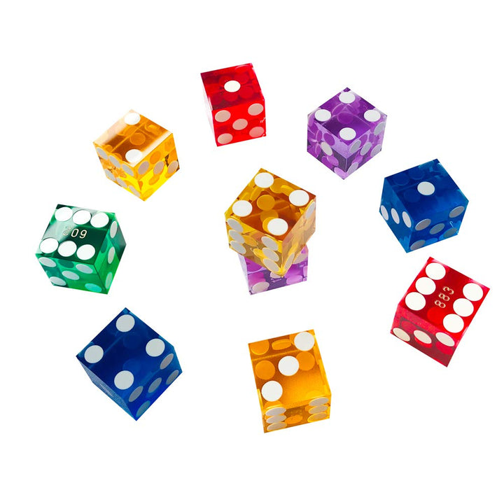 Set of 5 Grade AAA Precision 19mm Serialized Casino dice with Razor Edges and Corners - Purple …