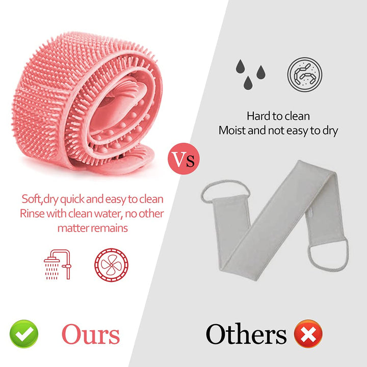 Back Scrubber for Shower,30inches and 35Ã‚½ inches Two Size for Choosing Bath Body Brush Silicone Back Brush Extra Long Exfoliating Body Scrubber with Handle for Men and Women.(Pink)