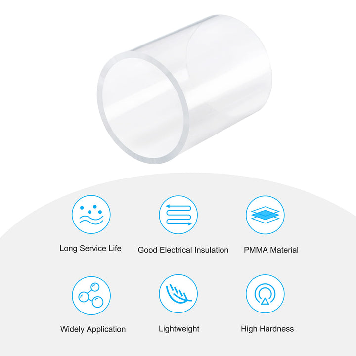 MECCANIXITY Acrylic Pipe Rigid Round Tube Clear 2 3/4(7