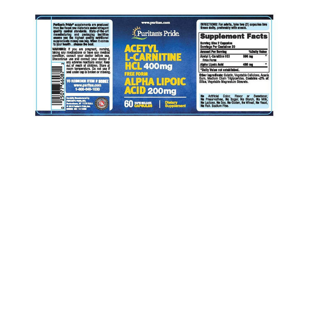 Puritan's Pride Acetyl L-carnitine Free Form | Alph