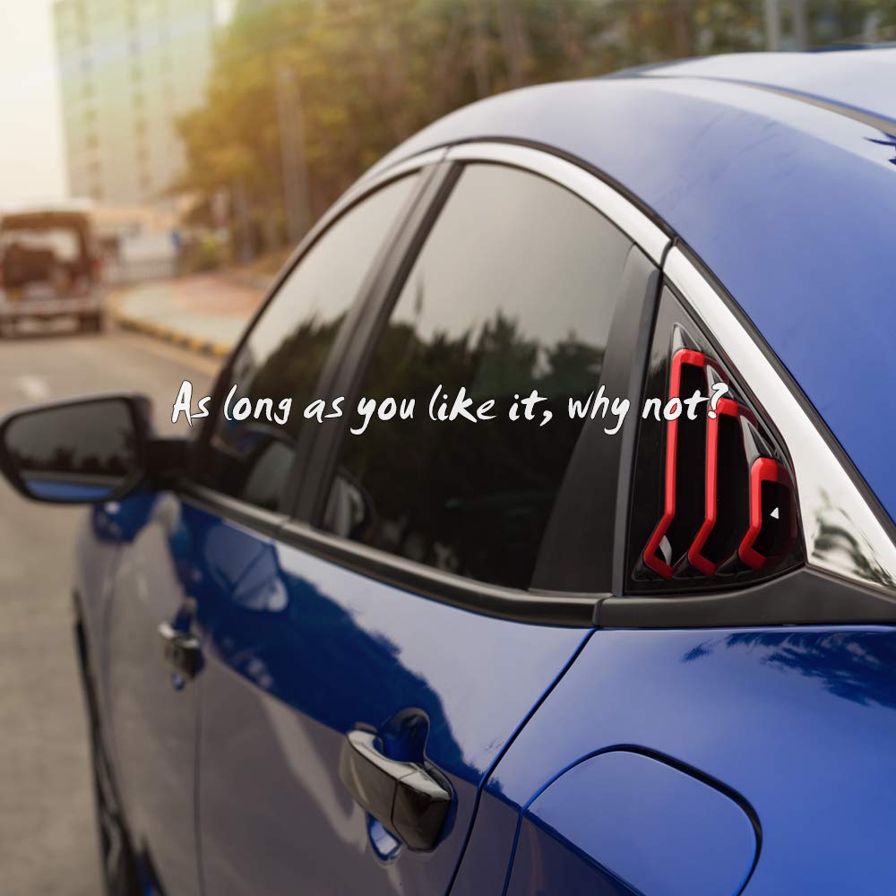 for 10th Gen Civic Rear Side Window Louvers Racing Style Triangular Window Glass Blinds Compatible with Honda Civic Sedan 2021 2020 2019 2018 2017 2016 -Piano Black with Red Trim