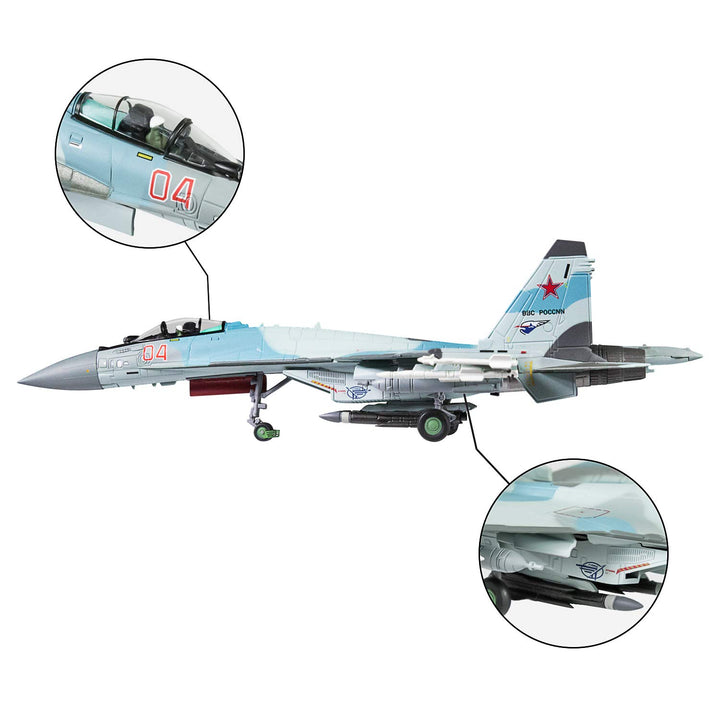 1/100 Scale SU-35 Attack Plane Metal Fighter Military Model Fairchild Republic Diecast Plane Model for Gifts Blue