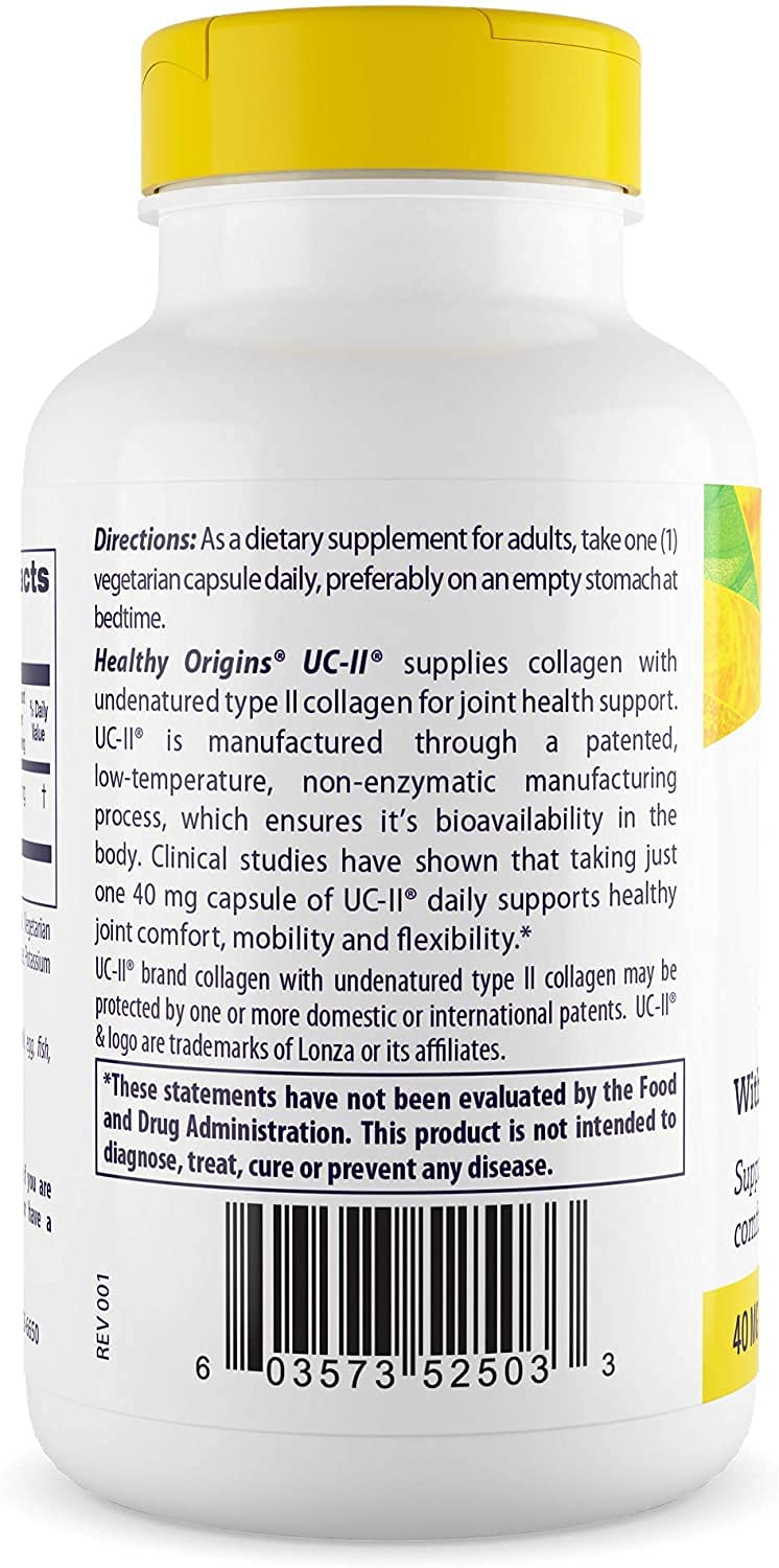 UC-II, 40 mg - Premium Collagen Supplement for Joint Health, Mobility &amp; Flexibility - Undenatured Type II Collagen - Gluten-Free &amp; Non-GMO Supplement - 120 Veggie Caps