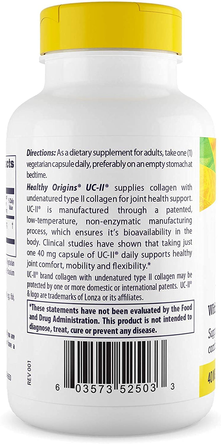 UC-II, 40 mg - Premium Collagen Supplement for Joint Health, Mobility &amp; Flexibility - Undenatured Type II Collagen - Gluten-Free &amp; Non-GMO Supplement - 120 Veggie Caps
