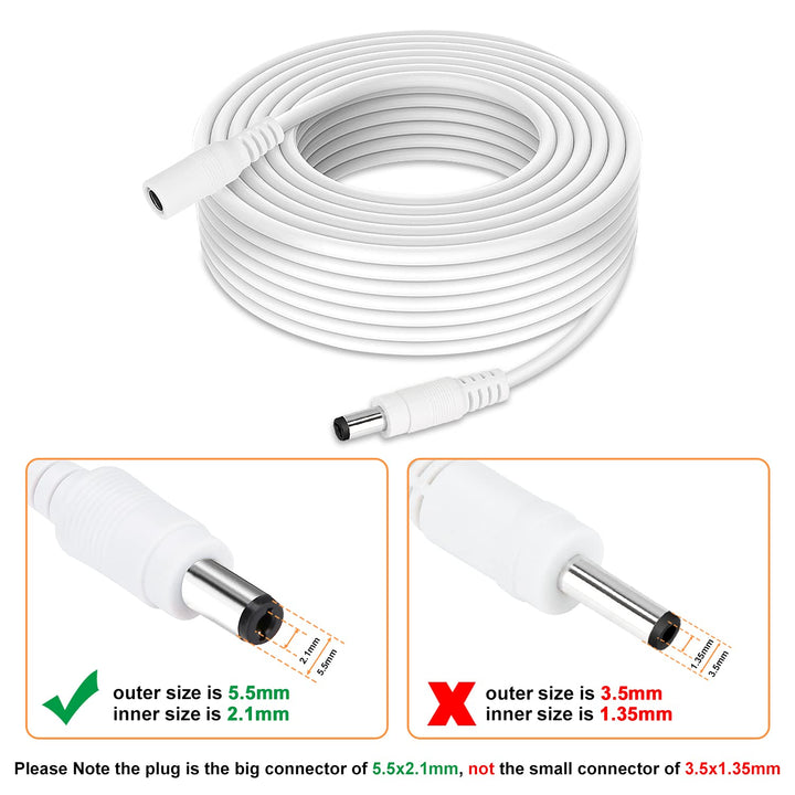 WILDHD DC Power Extension Cable 33ft 2.1mm x 5.5mm Comp