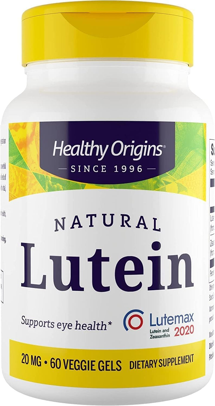 Lutein 20 mg (Lutemax 2020 with Zeaxanthin, Non-GMO, Vegan, Eye Support), 60 Veggie Gels