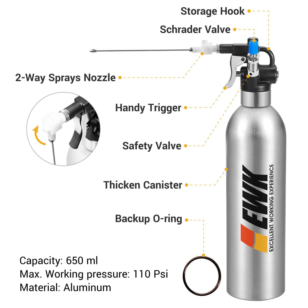 Patented Aluminum Refillable Aerosol Spray Can, Pneumatic Sprayer for Lubrication and Anti-Rust