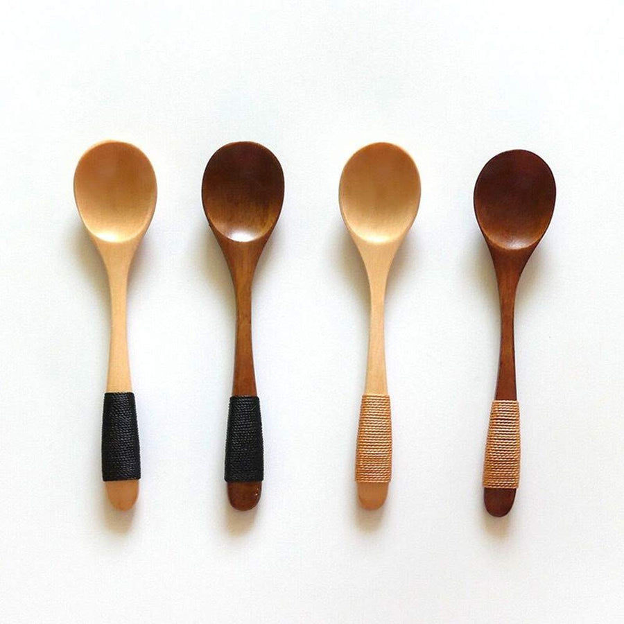 sansheng 4 Pcs Mini Wooden Spoons, Wood Soup Spoons For