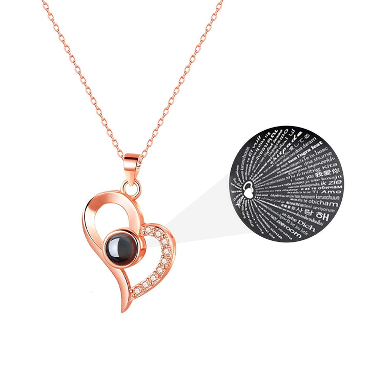 Preserved Rose Handmade Preserved Rose with I Love You Necklace 100 Languages Artificial Soap Rose Flower Love Memory Necklace Gifts for Mother&#39;s Day Birthday Anniversary(rose gold heart)